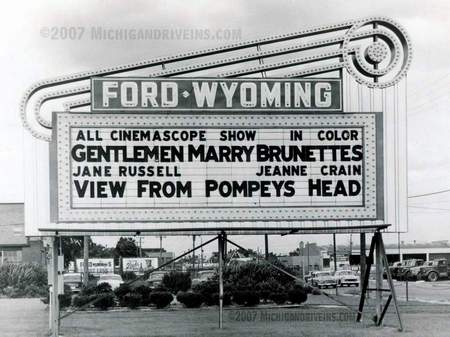 Ford-Wyoming Drive In Dearborn - 1955 Original Marquee Photo Copyright Michigandriveinscom